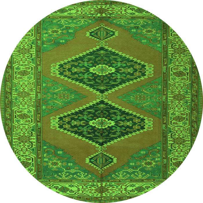 Square Persian Green Traditional Rug, tr1979grn