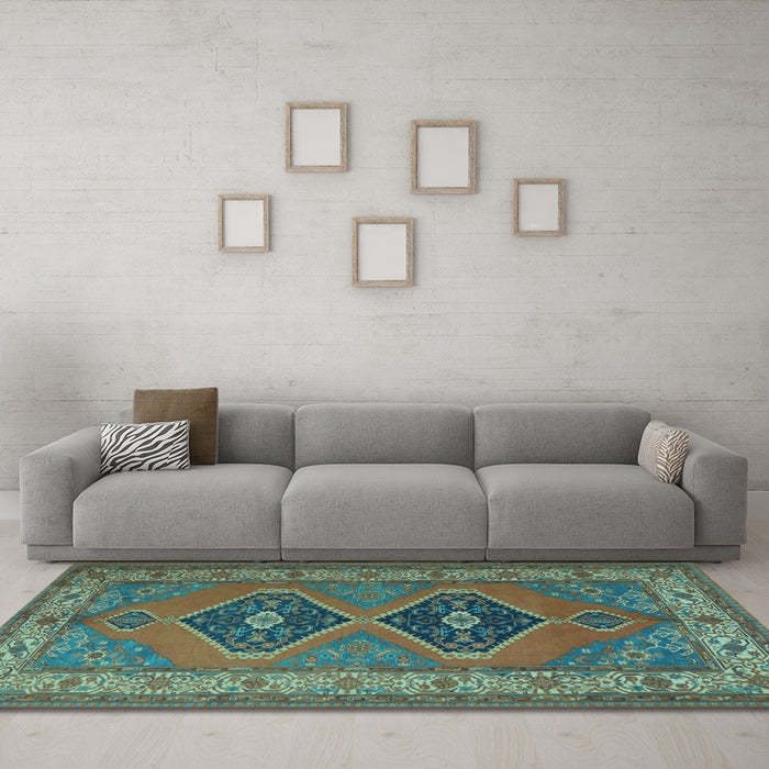 Machine Washable Persian Light Blue Traditional Rug in a Living Room, wshtr1979lblu