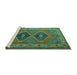 Sideview of Machine Washable Persian Turquoise Traditional Area Rugs, wshtr1979turq