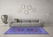 Machine Washable Persian Blue Traditional Rug in a Living Room, wshtr1979blu