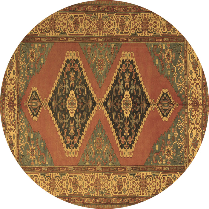 Round Persian Brown Traditional Rug, tr1979brn