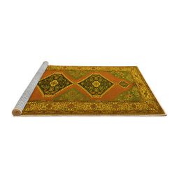 Sideview of Machine Washable Persian Yellow Traditional Rug, wshtr1979yw