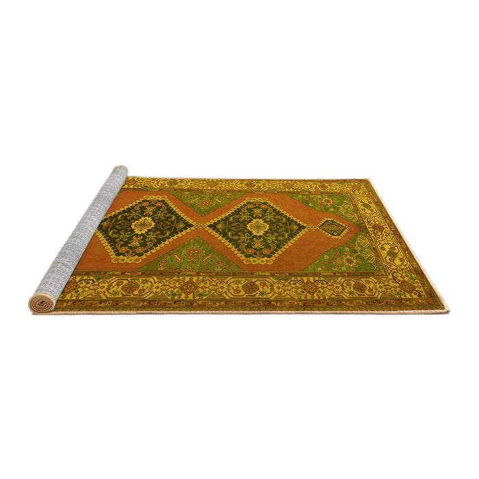 Sideview of Machine Washable Persian Yellow Traditional Rug, wshtr1979yw