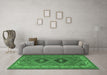 Machine Washable Persian Emerald Green Traditional Area Rugs in a Living Room,, wshtr1979emgrn