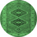 Round Persian Emerald Green Traditional Rug, tr1979emgrn