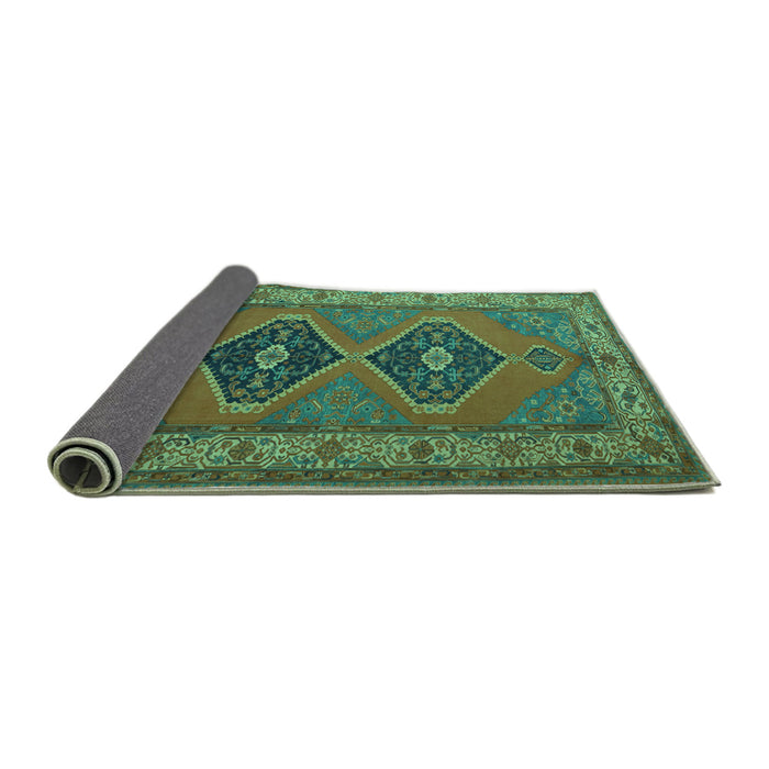 Sideview of Persian Turquoise Traditional Rug, tr1979turq