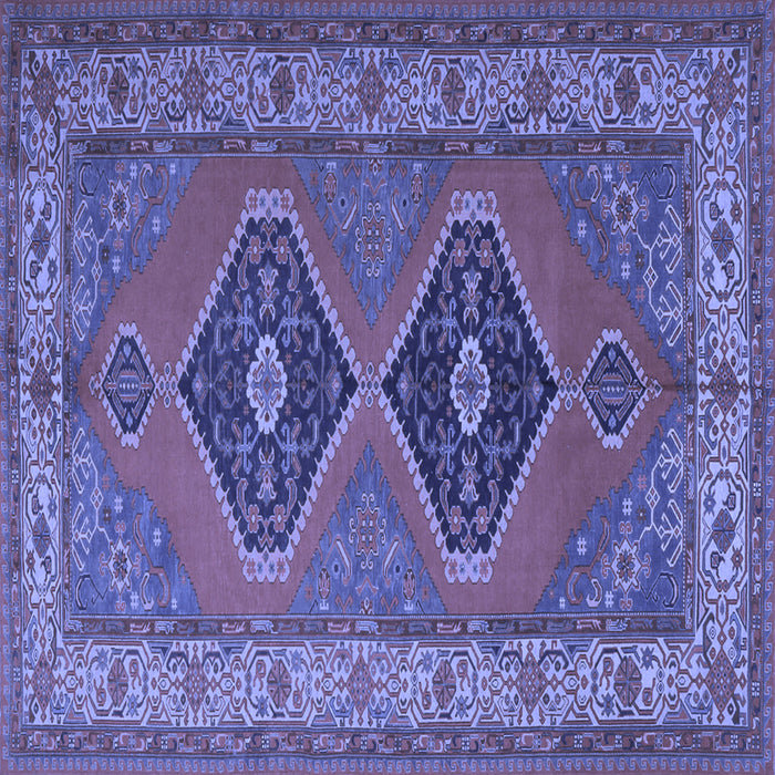 Square Machine Washable Persian Blue Traditional Rug, wshtr1979blu