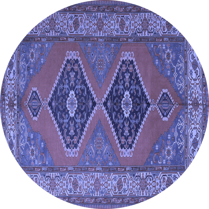 Round Persian Blue Traditional Rug, tr1979blu