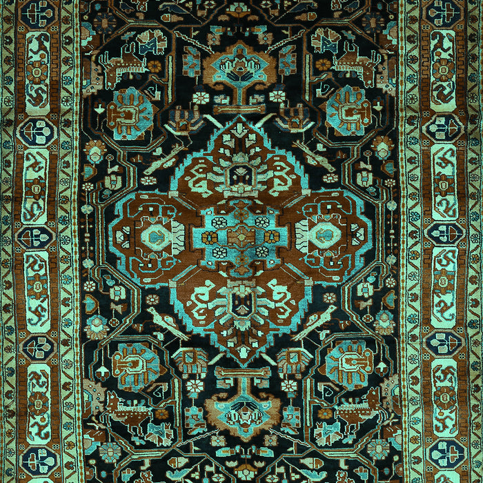 Machine Washable Persian Turquoise Traditional Area Rugs, wshtr197turq