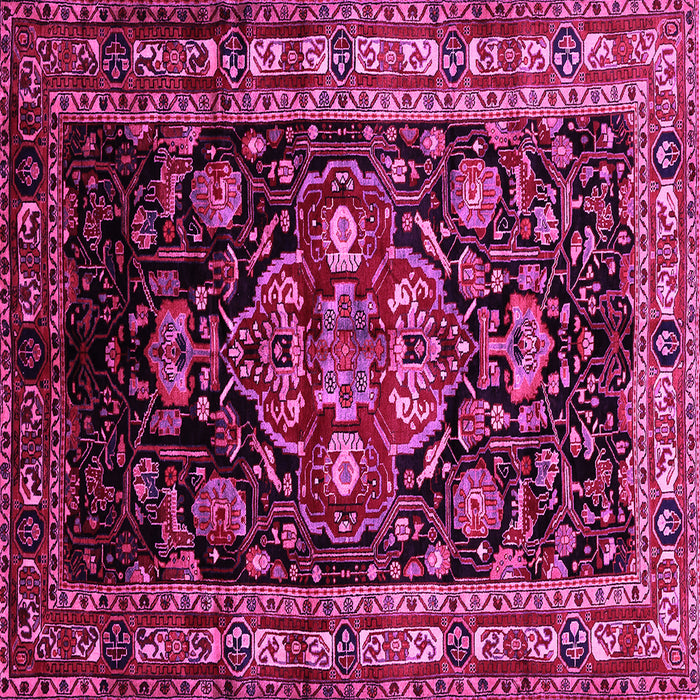 Square Machine Washable Persian Pink Traditional Rug, wshtr197pnk