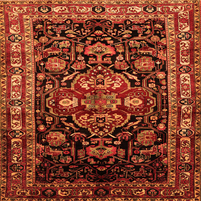 Round Machine Washable Persian Orange Traditional Area Rugs, wshtr197org