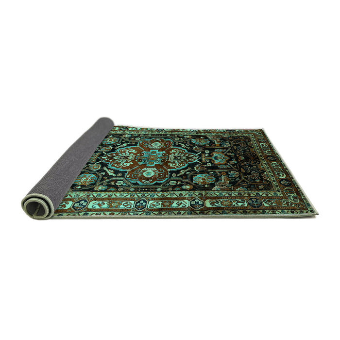 Sideview of Persian Turquoise Traditional Rug, tr197turq