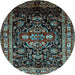 Round Persian Light Blue Traditional Rug, tr197lblu