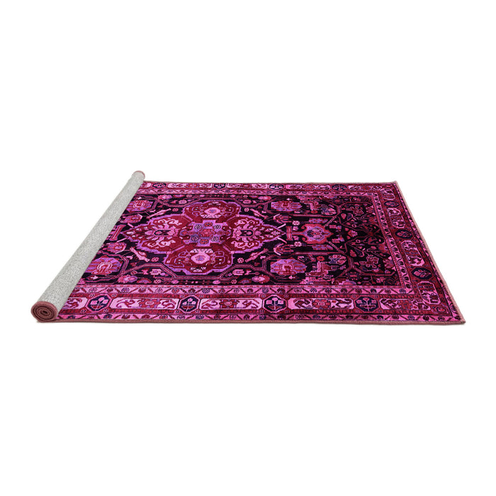 Sideview of Machine Washable Persian Pink Traditional Rug, wshtr197pnk