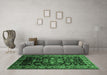 Machine Washable Persian Emerald Green Traditional Area Rugs in a Living Room,, wshtr197emgrn