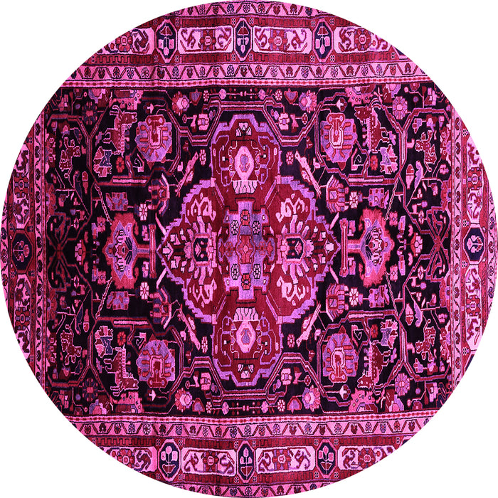 Round Machine Washable Persian Pink Traditional Rug, wshtr197pnk