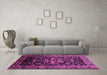 Machine Washable Persian Purple Traditional Area Rugs in a Living Room, wshtr197pur