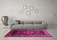 Machine Washable Persian Pink Traditional Rug, wshtr197pnk