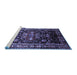 Sideview of Machine Washable Persian Blue Traditional Rug, wshtr197blu