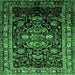 Square Machine Washable Persian Emerald Green Traditional Area Rugs, wshtr197emgrn