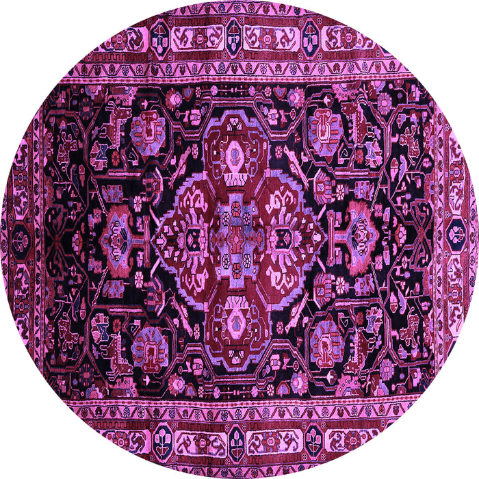 Round Machine Washable Persian Purple Traditional Area Rugs, wshtr197pur