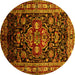 Round Machine Washable Persian Yellow Traditional Rug, wshtr197yw