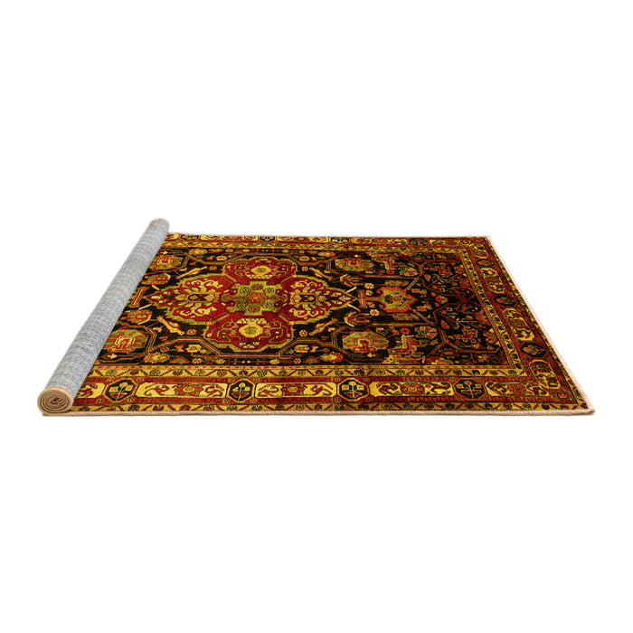 Sideview of Machine Washable Persian Yellow Traditional Rug, wshtr197yw