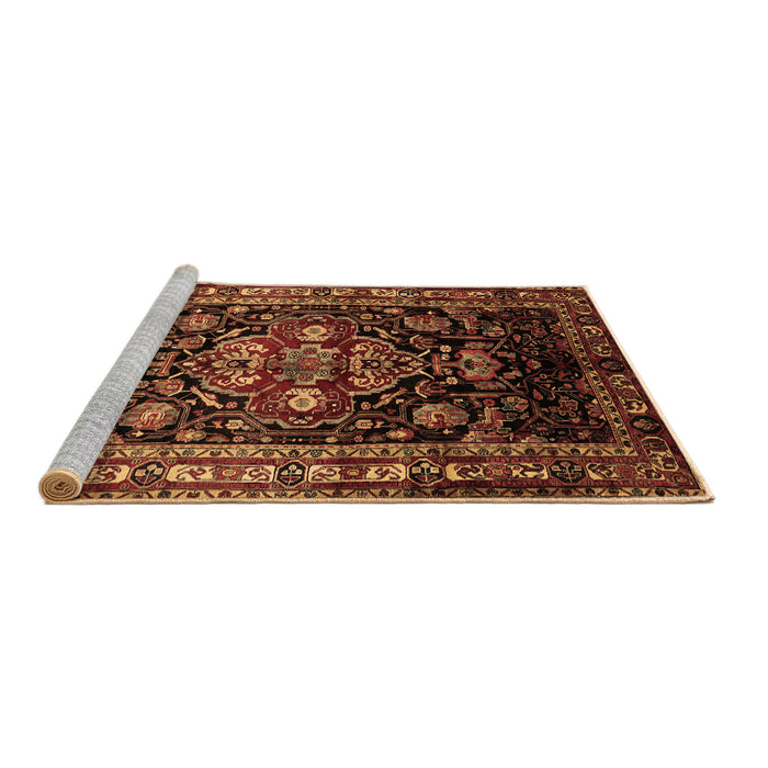 Sideview of Machine Washable Persian Brown Traditional Rug, wshtr197brn