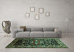 Machine Washable Persian Turquoise Traditional Area Rugs in a Living Room,, wshtr197turq