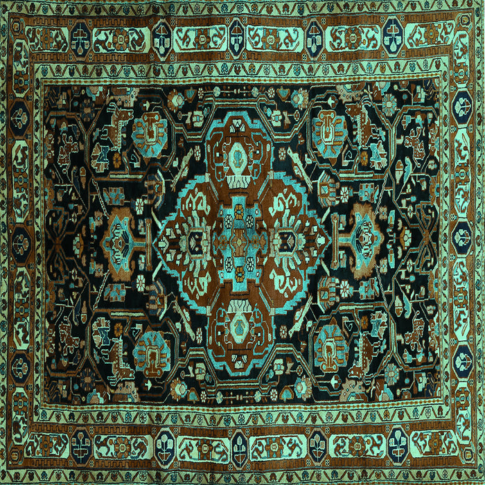 Square Persian Turquoise Traditional Rug, tr197turq