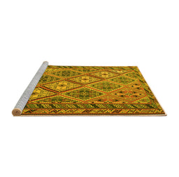 Sideview of Machine Washable Persian Yellow Traditional Rug, wshtr1980yw