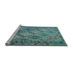 Sideview of Machine Washable Persian Light Blue Traditional Rug, wshtr1980lblu