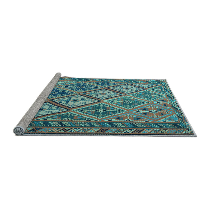 Sideview of Machine Washable Persian Light Blue Traditional Rug, wshtr1980lblu