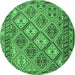 Round Machine Washable Persian Emerald Green Traditional Area Rugs, wshtr1980emgrn