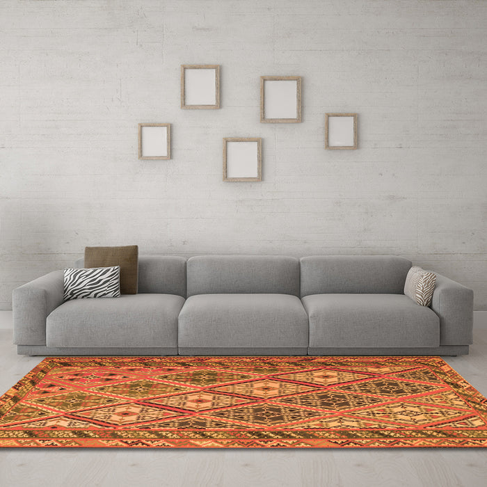 Machine Washable Persian Orange Traditional Area Rugs in a Living Room, wshtr1980org