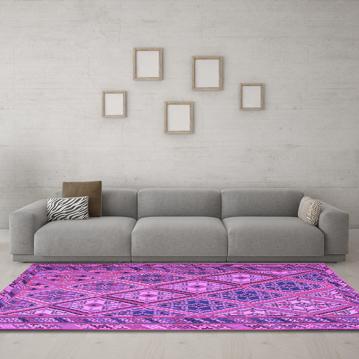 Machine Washable Persian Purple Traditional Area Rugs in a Living Room, wshtr1980pur