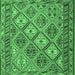 Square Machine Washable Persian Emerald Green Traditional Area Rugs, wshtr1980emgrn