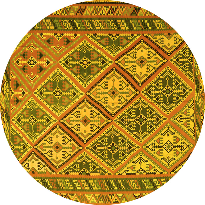 Round Persian Yellow Traditional Rug, tr1980yw