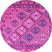 Round Machine Washable Persian Pink Traditional Rug, wshtr1980pnk