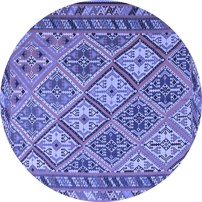 Round Machine Washable Persian Blue Traditional Rug, wshtr1980blu