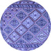 Round Machine Washable Persian Blue Traditional Rug, wshtr1980blu