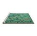 Sideview of Machine Washable Persian Turquoise Traditional Area Rugs, wshtr1980turq