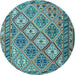 Round Machine Washable Persian Light Blue Traditional Rug, wshtr1980lblu