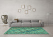 Machine Washable Persian Turquoise Traditional Area Rugs in a Living Room,, wshtr1980turq