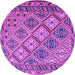 Round Machine Washable Persian Purple Traditional Area Rugs, wshtr1980pur