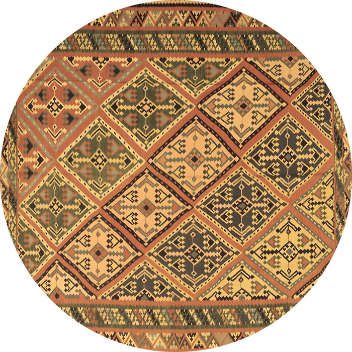 Round Machine Washable Persian Brown Traditional Rug, wshtr1980brn
