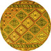 Round Machine Washable Persian Yellow Traditional Rug, wshtr1980yw