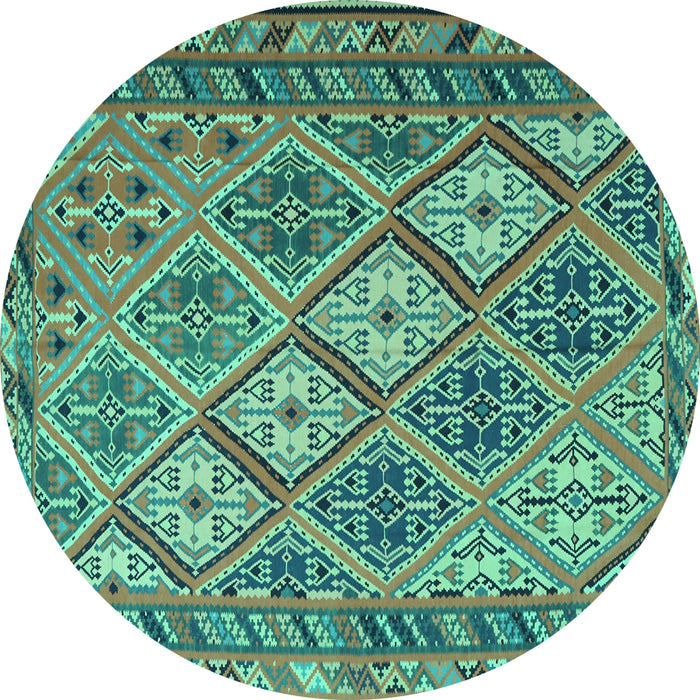 Round Persian Turquoise Traditional Rug, tr1980turq