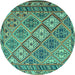 Round Persian Turquoise Traditional Rug, tr1980turq