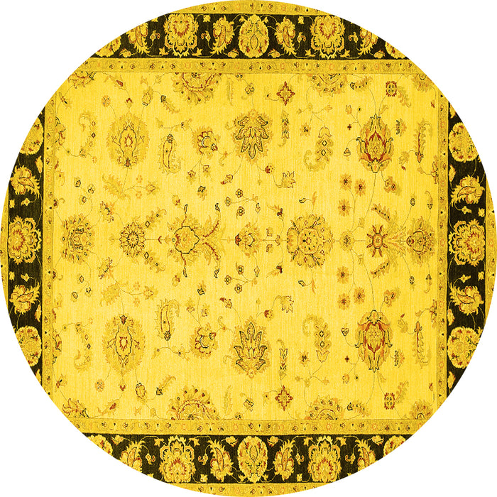 Round Persian Yellow Traditional Rug, tr1981yw